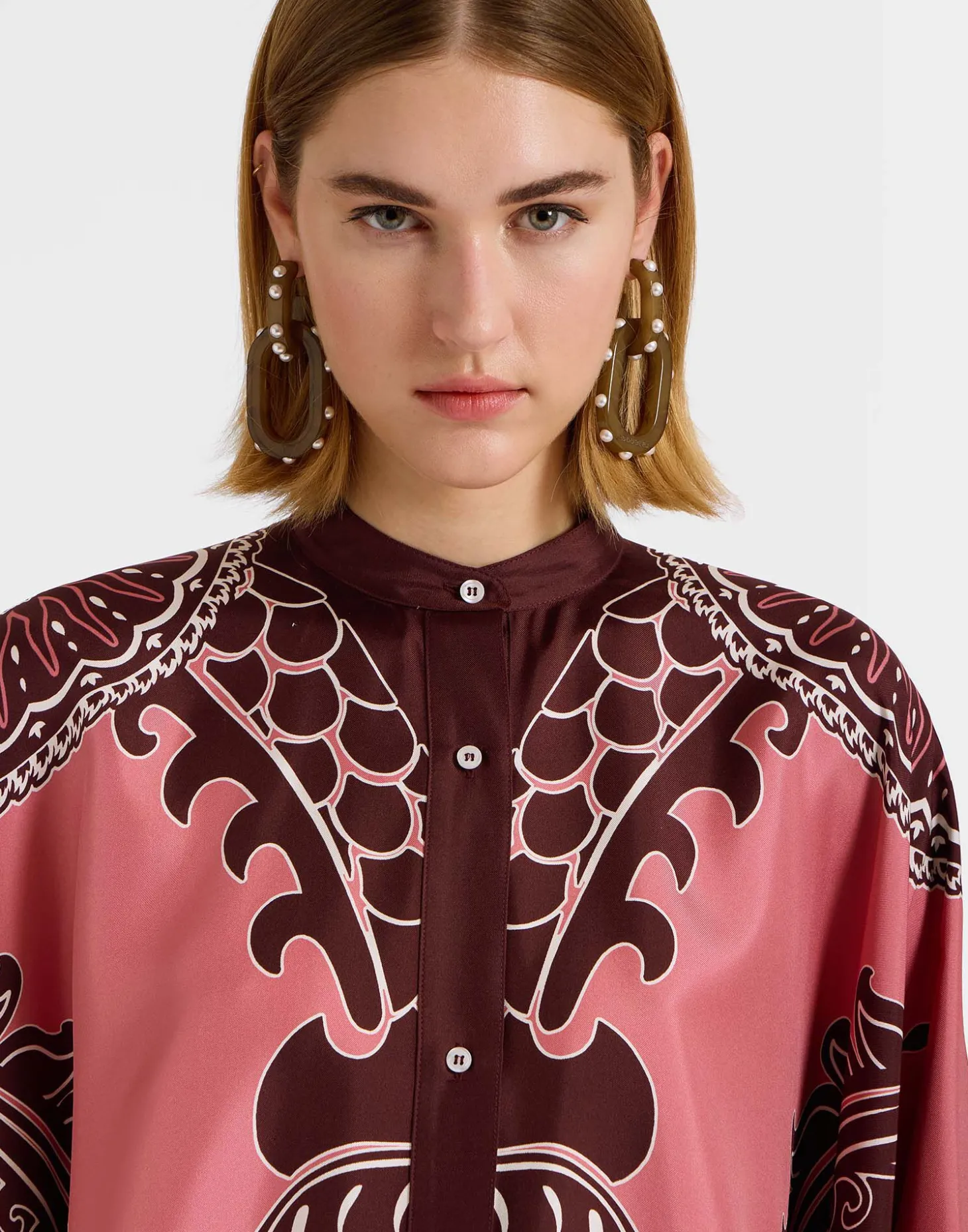 Foulard ShirtOltrarno Placée Pink in Silk Twill