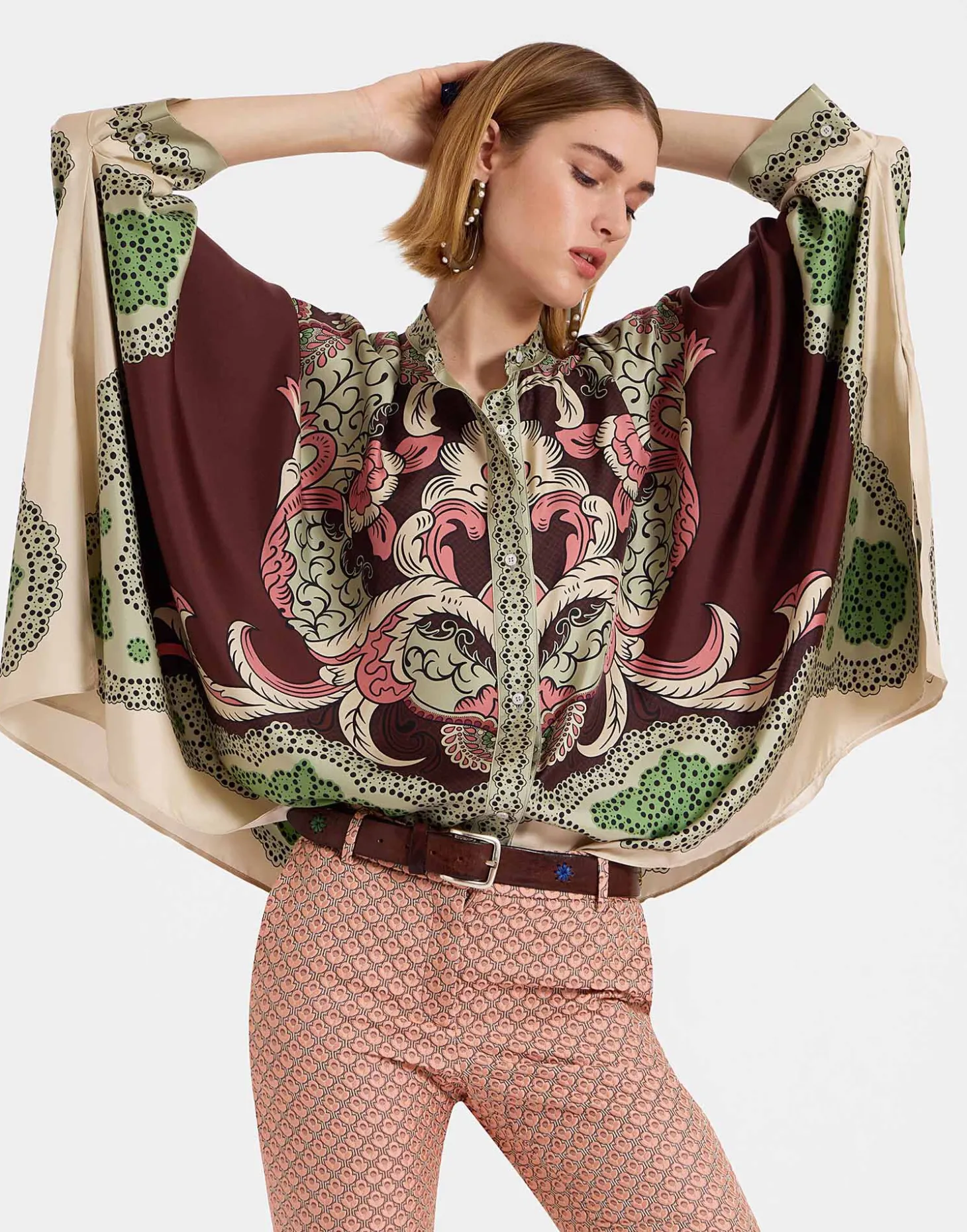 Foulard ShirtPortal Placée Brown in Silk Twill