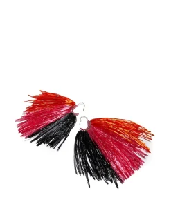 Fringe EarringsMulticolor Rosa/Arancio/Nero in Raffia