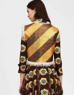 Glam Reversibile Gilet IntarsiaBronze in Faux Python