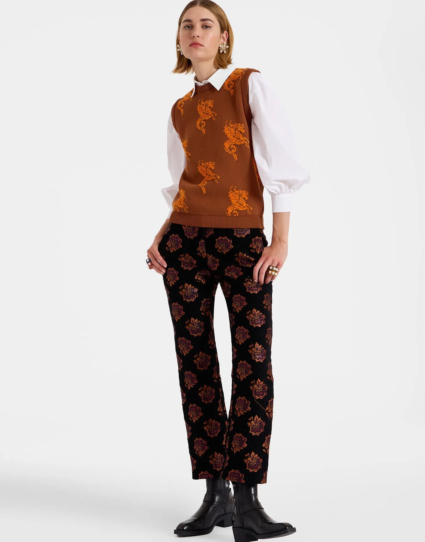 Gryphos GiletBrown in Fleece Jacquard