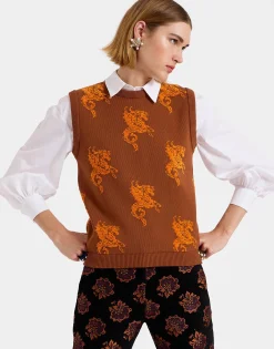 Gryphos GiletBrown in Fleece Jacquard