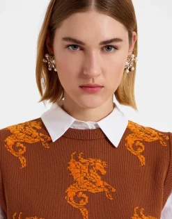 Gryphos GiletBrown in Fleece Jacquard