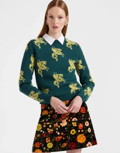 Gryphos SweaterDark Green in Fleece Jacquard