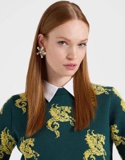 Gryphos SweaterDark Green in Fleece Jacquard