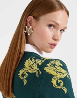 Gryphos SweaterDark Green in Fleece Jacquard