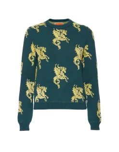 Gryphos SweaterDark Green in Fleece Jacquard