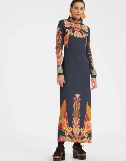 Halle DressTotem Plac&eacute;e Blue in Envers Satin