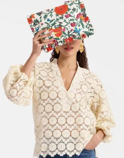 Hand PochetteDragonflower Mini Multicolor in Shot Cotton