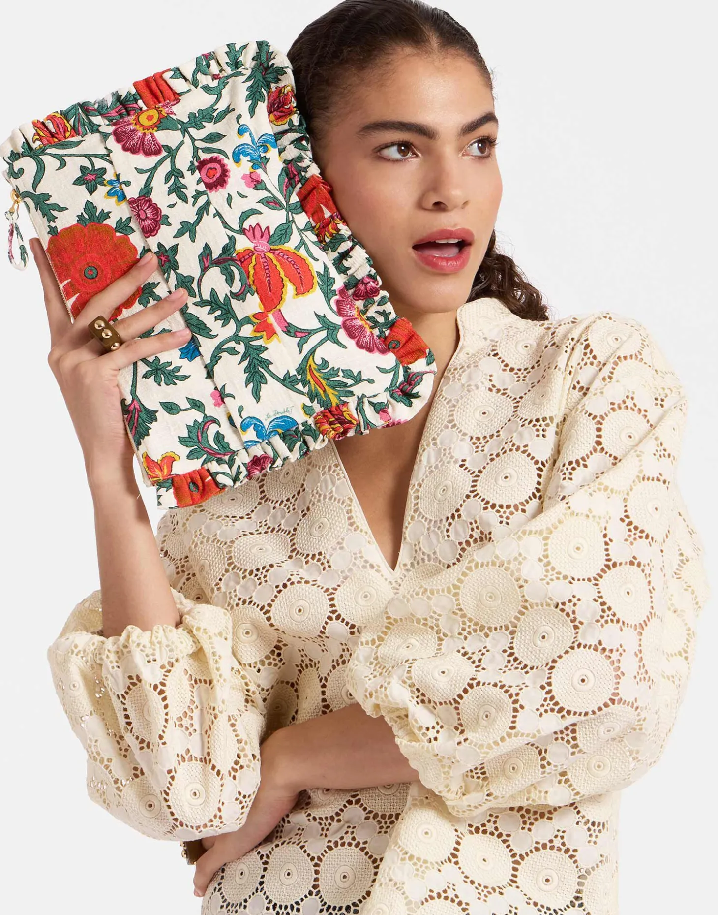 Hand PochetteDragonflower Mini Multicolor in Shot Cotton