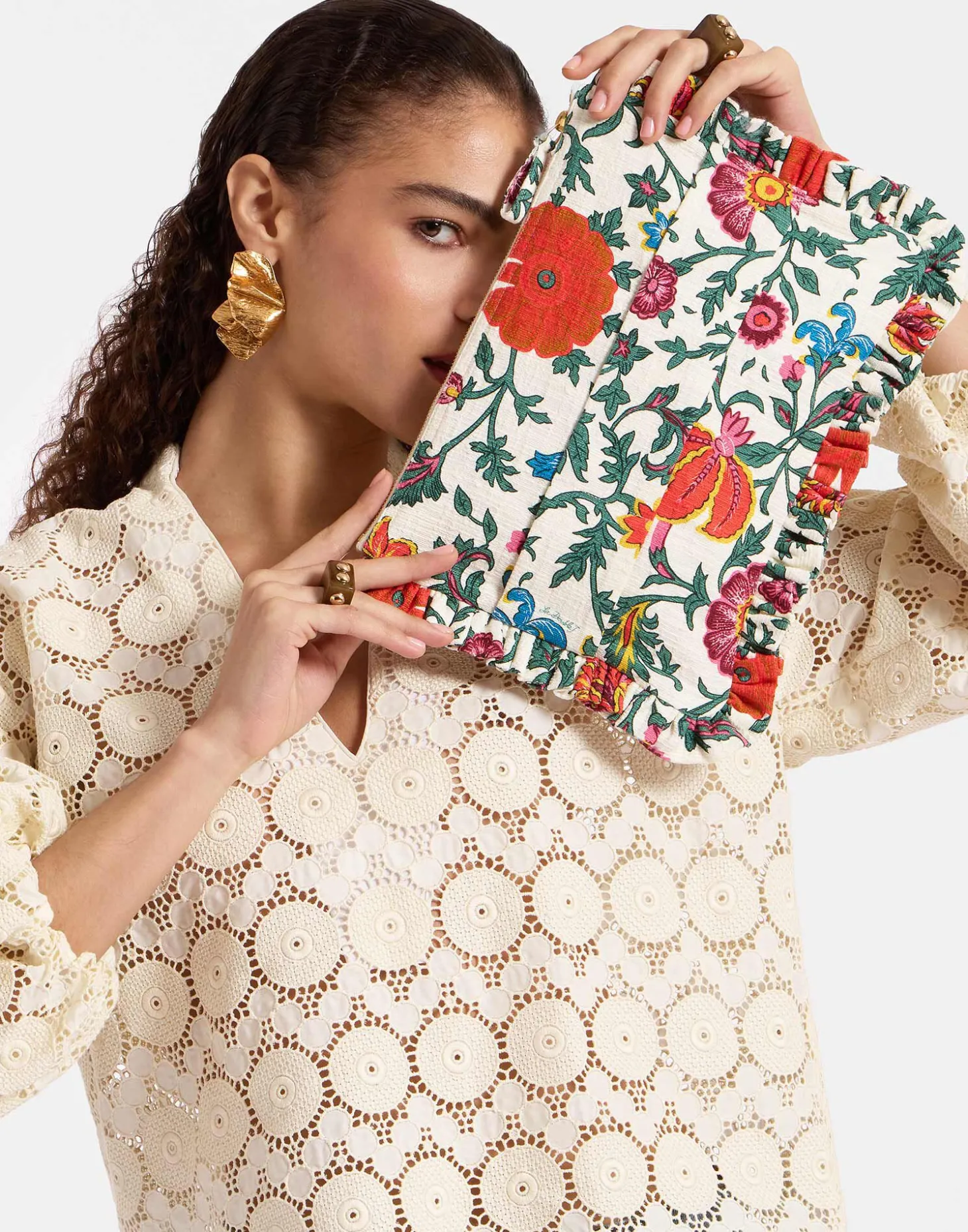 Hand PochetteDragonflower Mini Multicolor in Shot Cotton