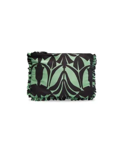 Hand PochettePapyrus Green in Faille