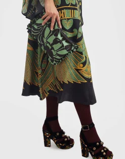 Hand PochettePapyrus Green in Faille