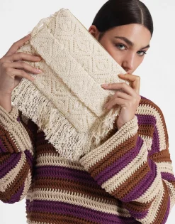 Hand PochettePlaza Cream in Macramé