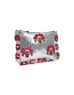 Hand PochetteSilver in Textured Sequins