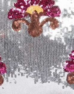 Hand PochetteSilver in Textured Sequins