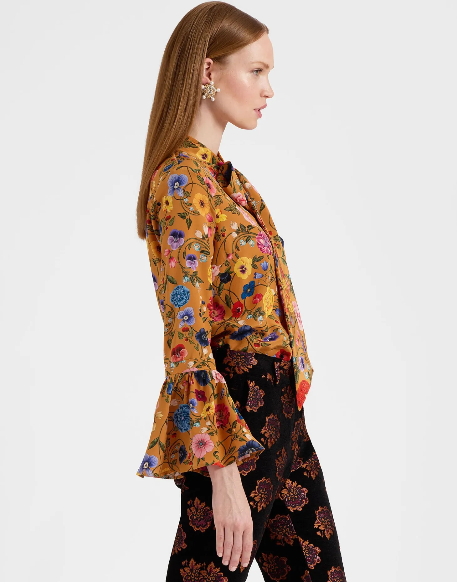 Happy Wrist TopBotticelli Rust in Crepe De Chine Silk