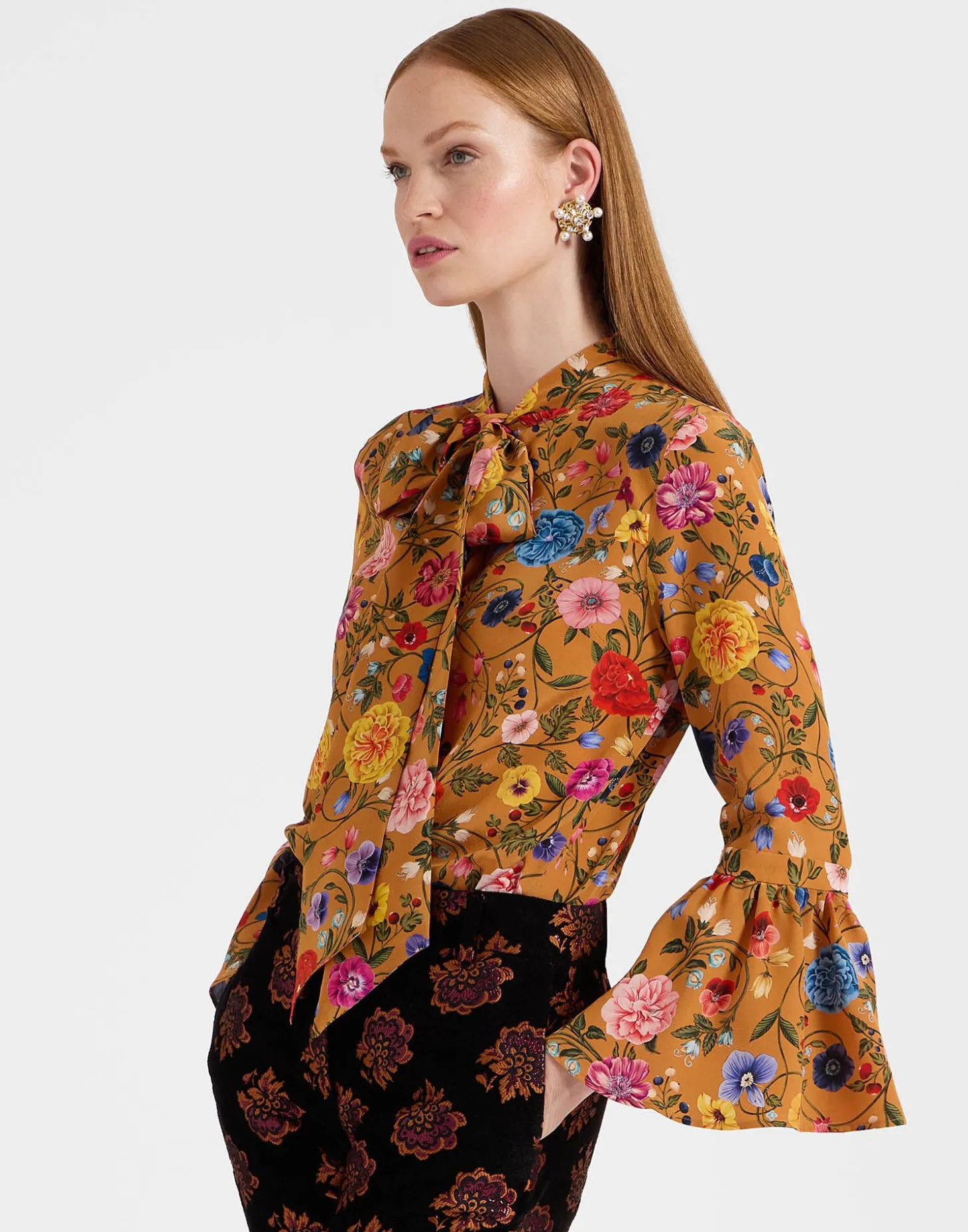 Happy Wrist TopBotticelli Rust in Crepe De Chine Silk