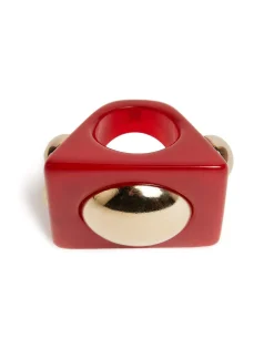 Hathor Square RingRed in Acrylic Resin