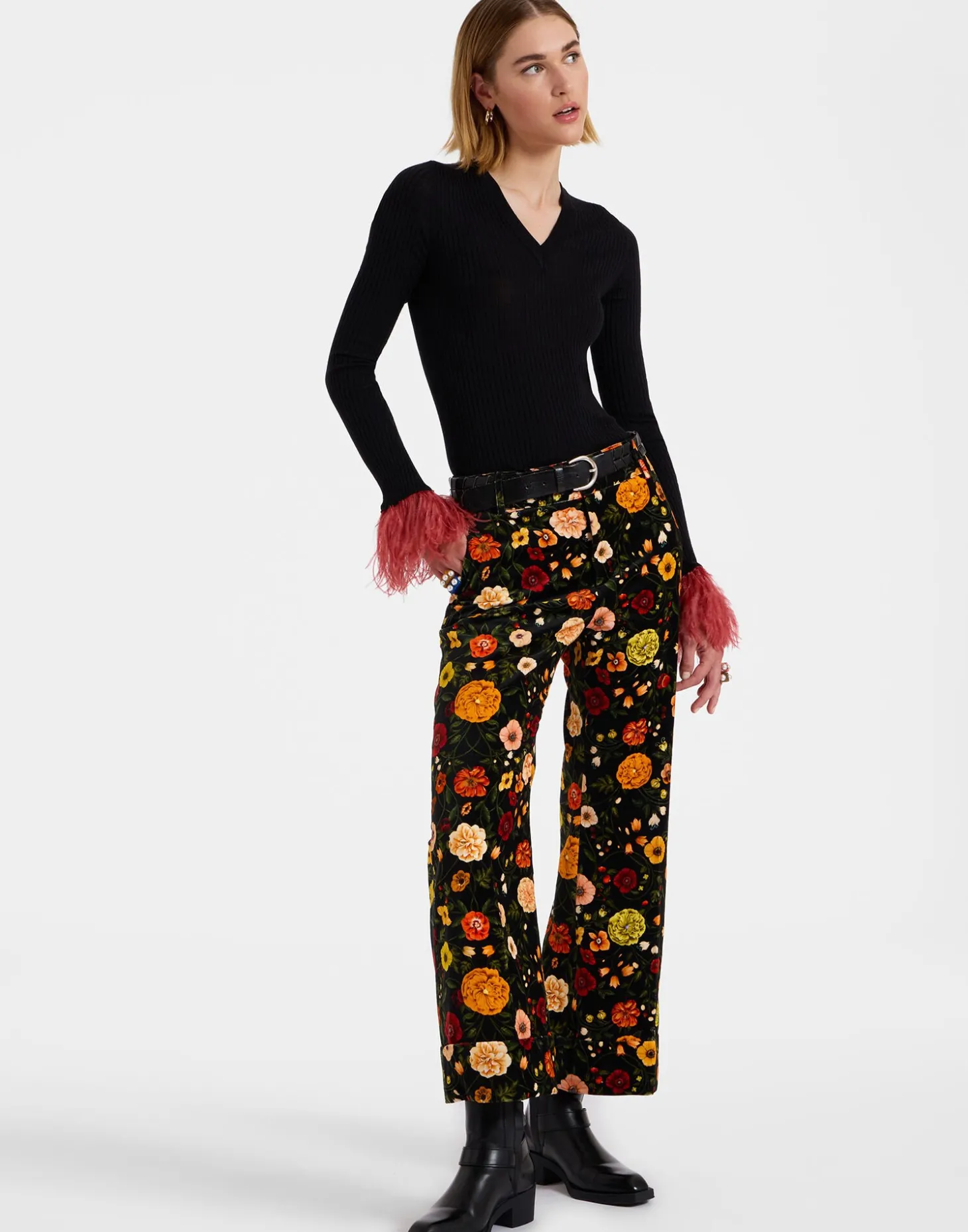 Hendrix PantsBotticelli Black in Cotton Velvet
