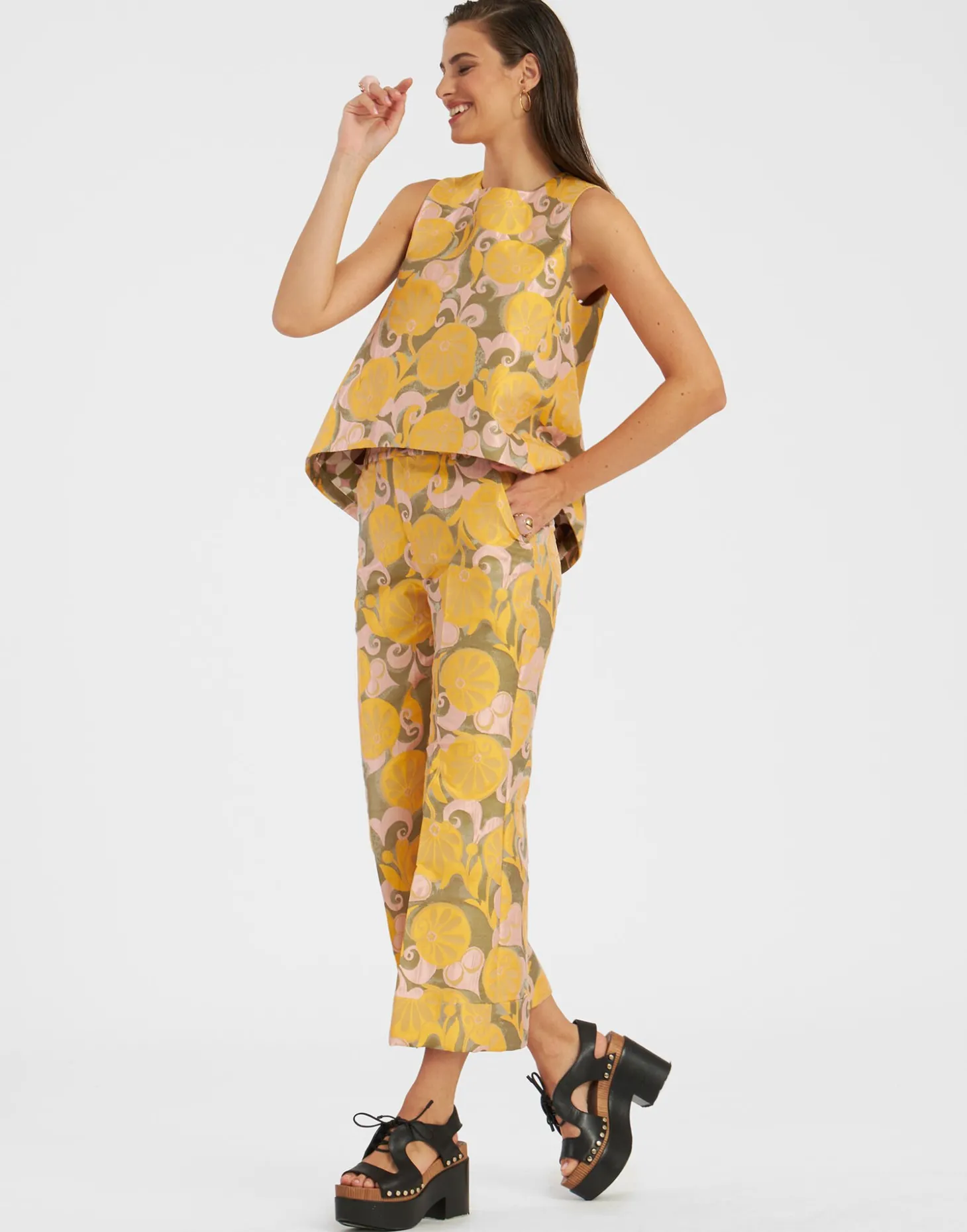 Hendrix PantsMoonflower Yellow in Jacquard