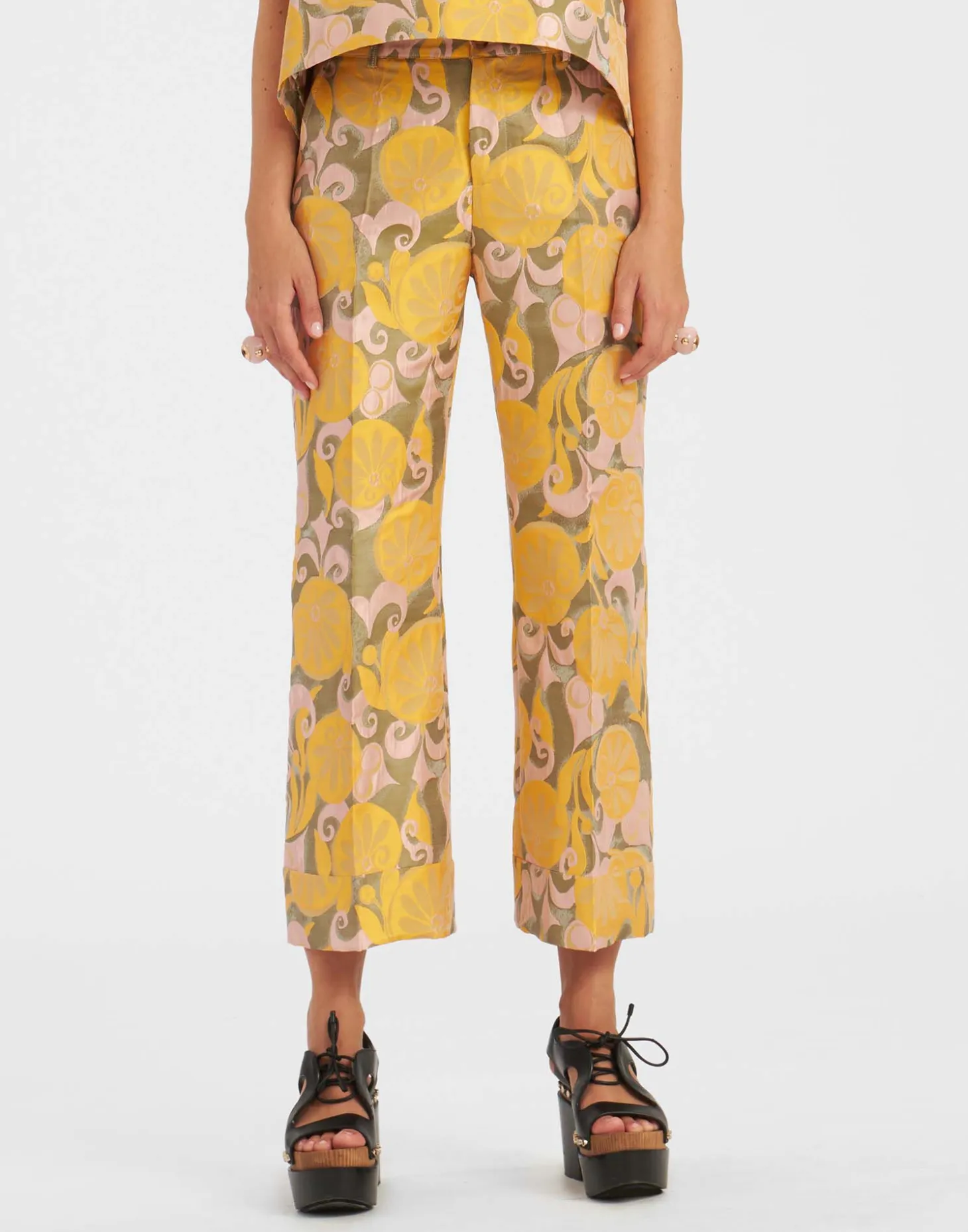 Hendrix PantsMoonflower Yellow in Jacquard