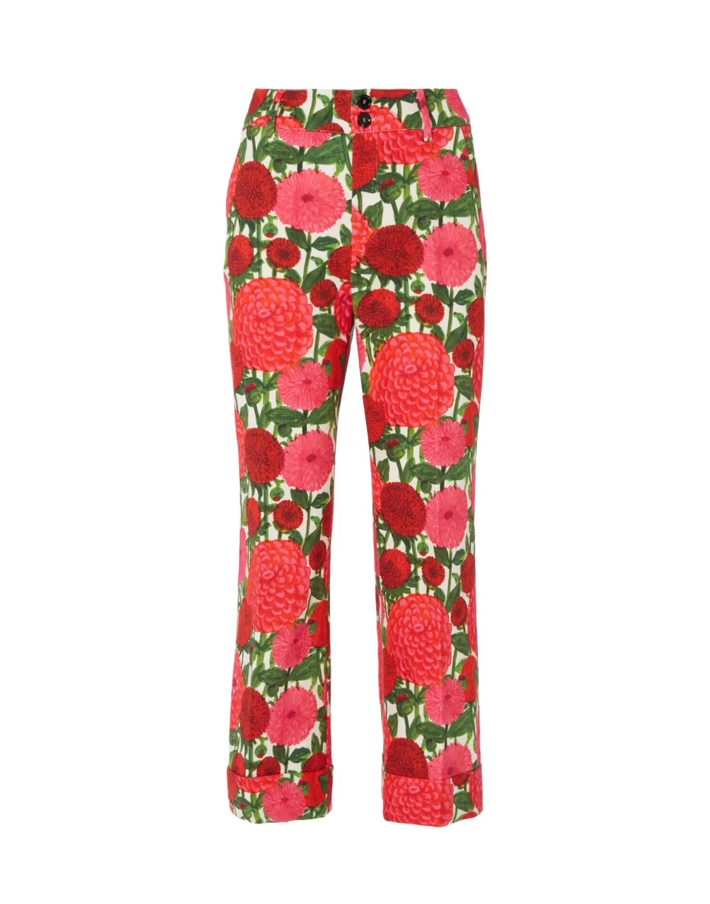 Hendrix PantsPink Dahlias in Shot Cotton