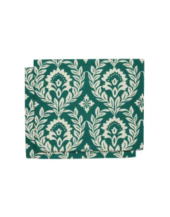 Herringbone Placemat Set of 2Green Garland in Cotton Chevron