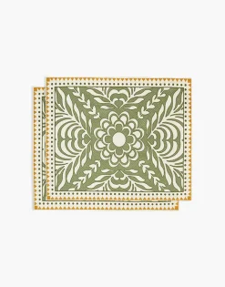 Herringbone Placemats Set Of 2Tudor Light Green in Cotton Chevron