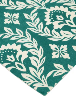 Herringbone RunnerGreen Garland in Cotton Chevron