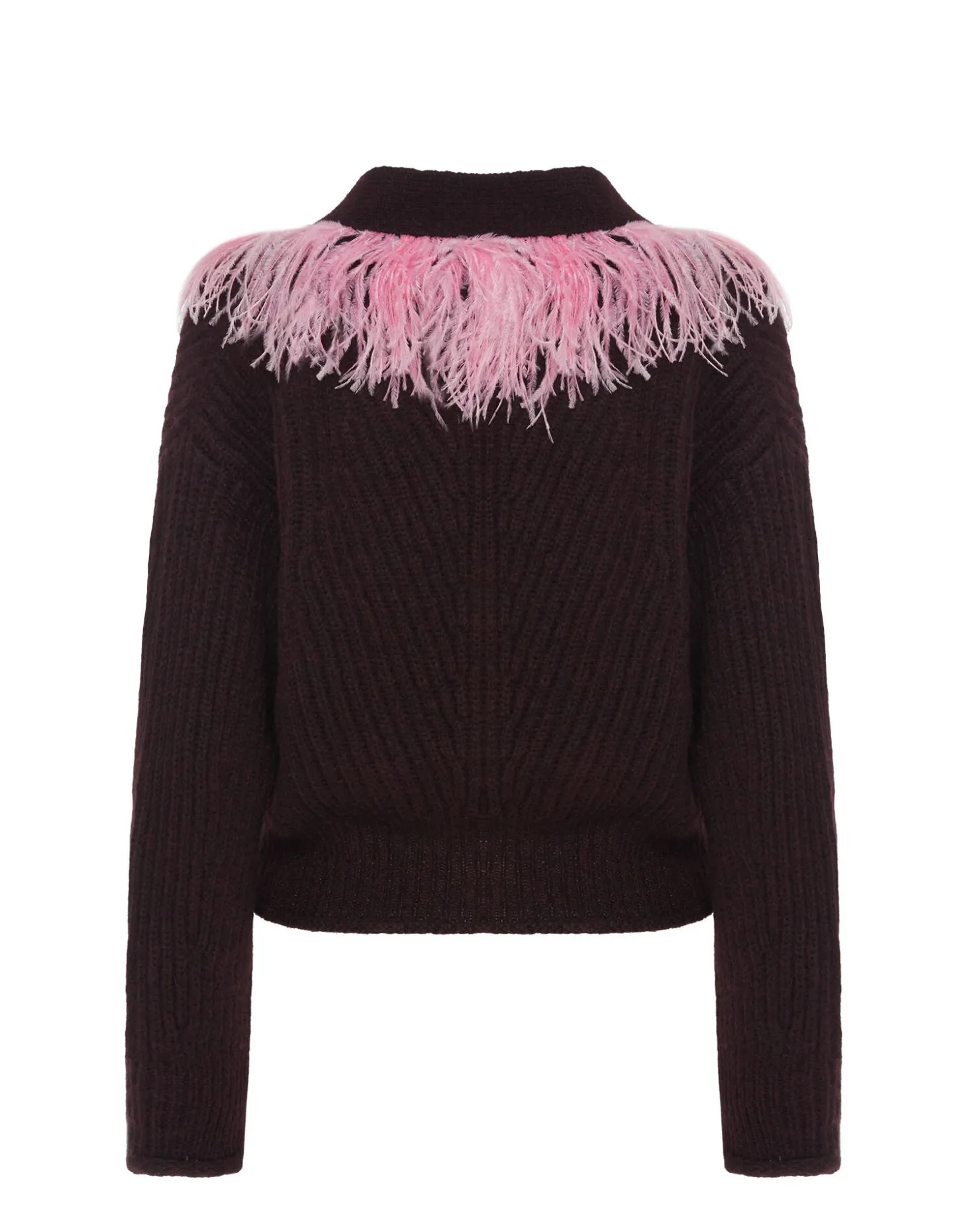 High Kick CardiganBordeaux in Wool With Feathers