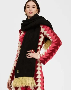 High Kick ScarfAnthracite in Wool With Feathers