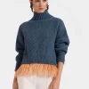 High Kick SweaterBlue in Wool With Feathers