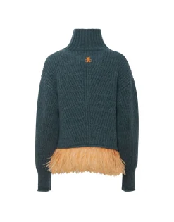 High Kick SweaterBlue in Wool With Feathers