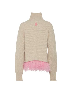 High Kick SweaterIvory in Wool With Feathers