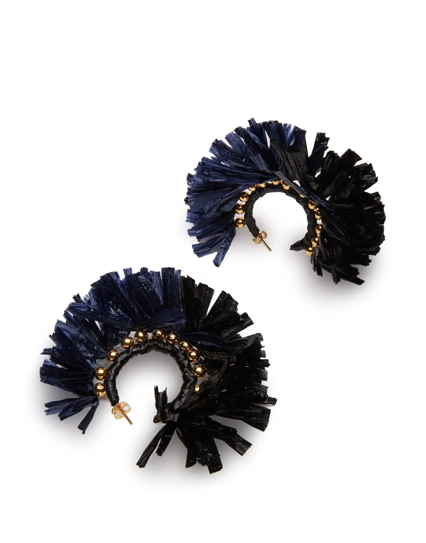 Hoop EarringsMulticolor Blu/Nero in Raffia