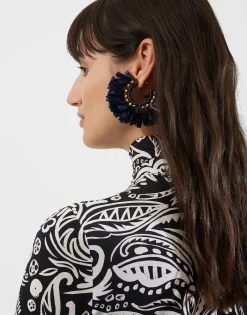 Hoop EarringsMulticolor Blu/Nero in Raffia