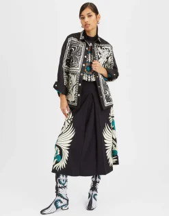 Iris Shirt JacketMix Tiles Plac&eacute;e Black in Twill