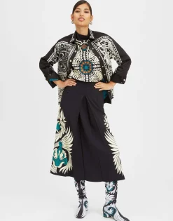 Iris Shirt JacketMix Tiles Plac&eacute;e Black in Twill