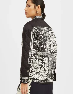 Iris Shirt JacketMix Tiles Plac&eacute;e Black in Twill