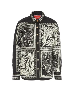 Iris Shirt JacketMix Tiles Plac&eacute;e Black in Twill