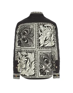 Iris Shirt JacketMix Tiles Plac&eacute;e Black in Twill