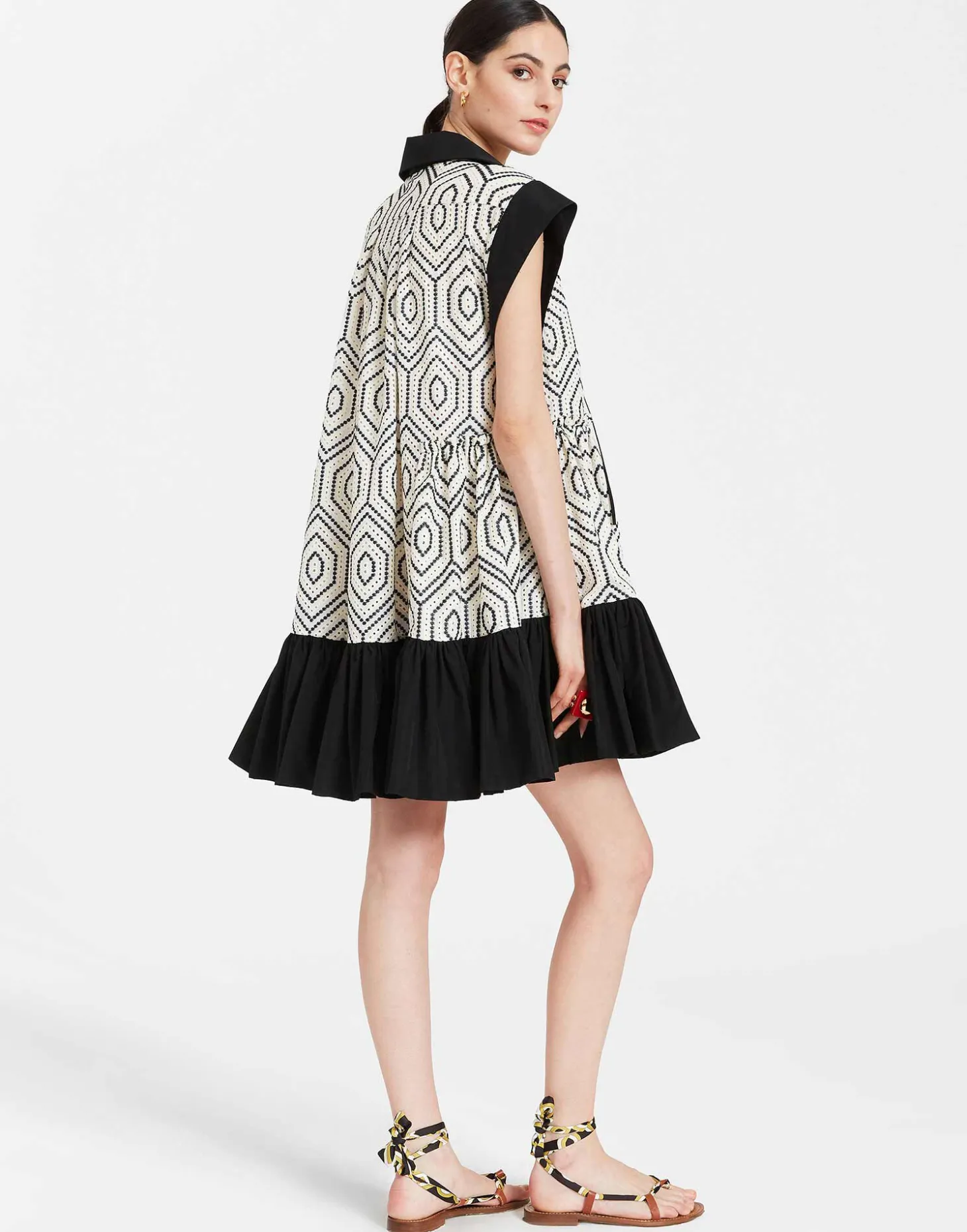 Jackie Mini DressSolid Ivory in Cotton Sangallo