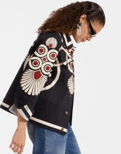 JJ Jean JacketMedallion Plac&eacute;e Black in Denim