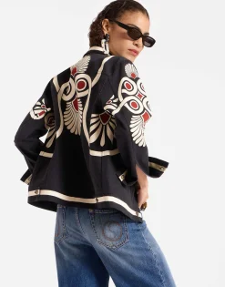 JJ Jean JacketMedallion Plac&eacute;e Black in Denim