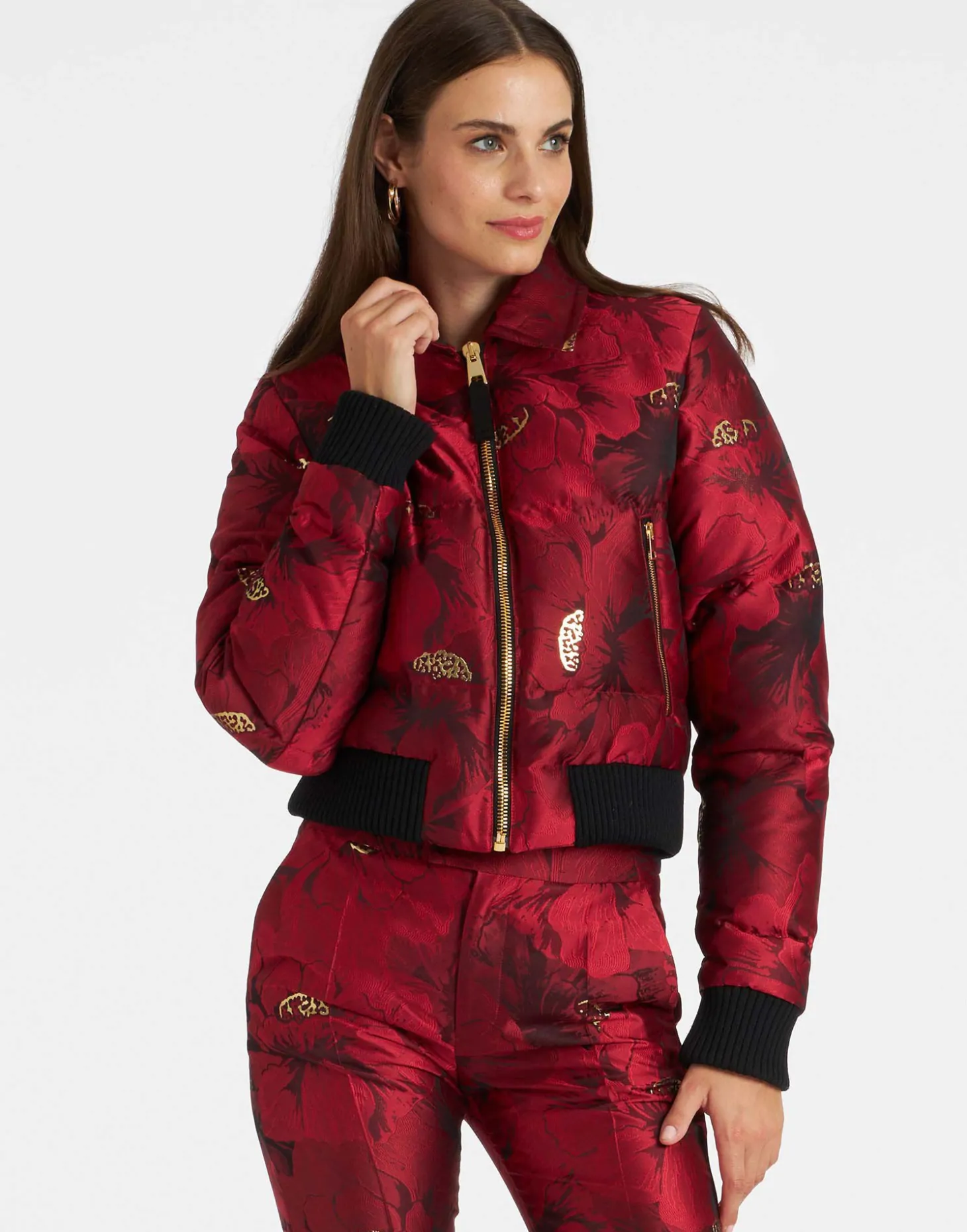 La Comasca Puffer BomberRuby Red in Jacquard