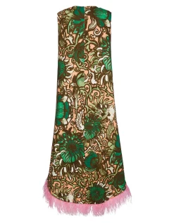 La Scala High Dress (With Feathers)Anemone Pink in Shot Cotton