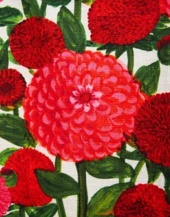 La Scala High Dress (With Feathers)Pink Dahlias in Shot Cotton