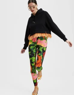 La Scala HoodieBlack in Heavy Jersey With Feathers