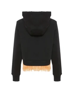 La Scala HoodieBlack in Heavy Jersey With Feathers